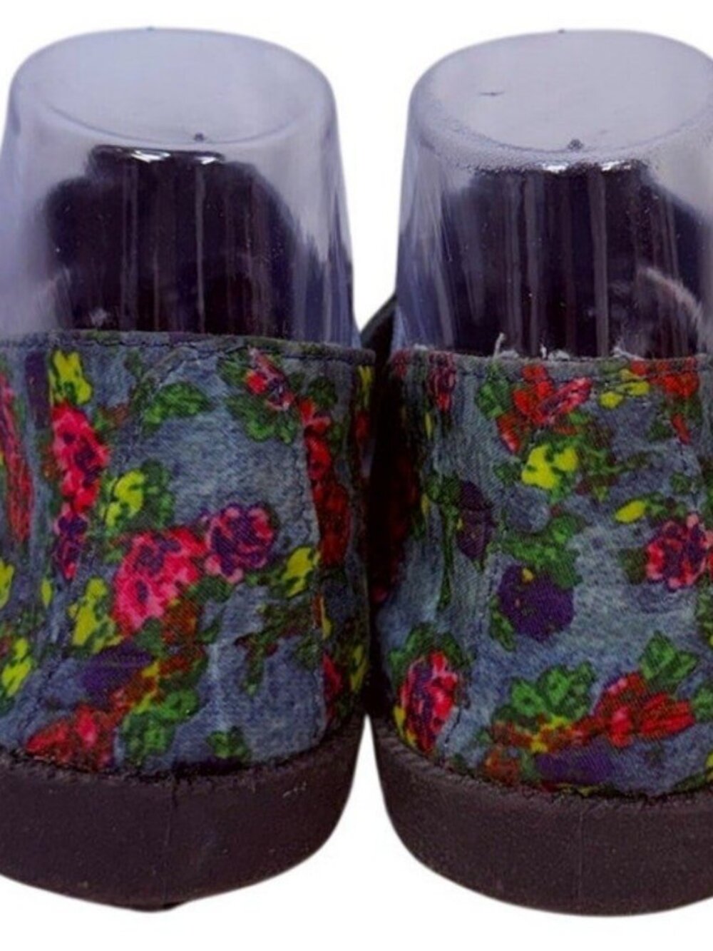 Comfort Ease Stretch Slip on Sandal Denim & Floral Design Women's Size 9W - Picture 3 of 6
